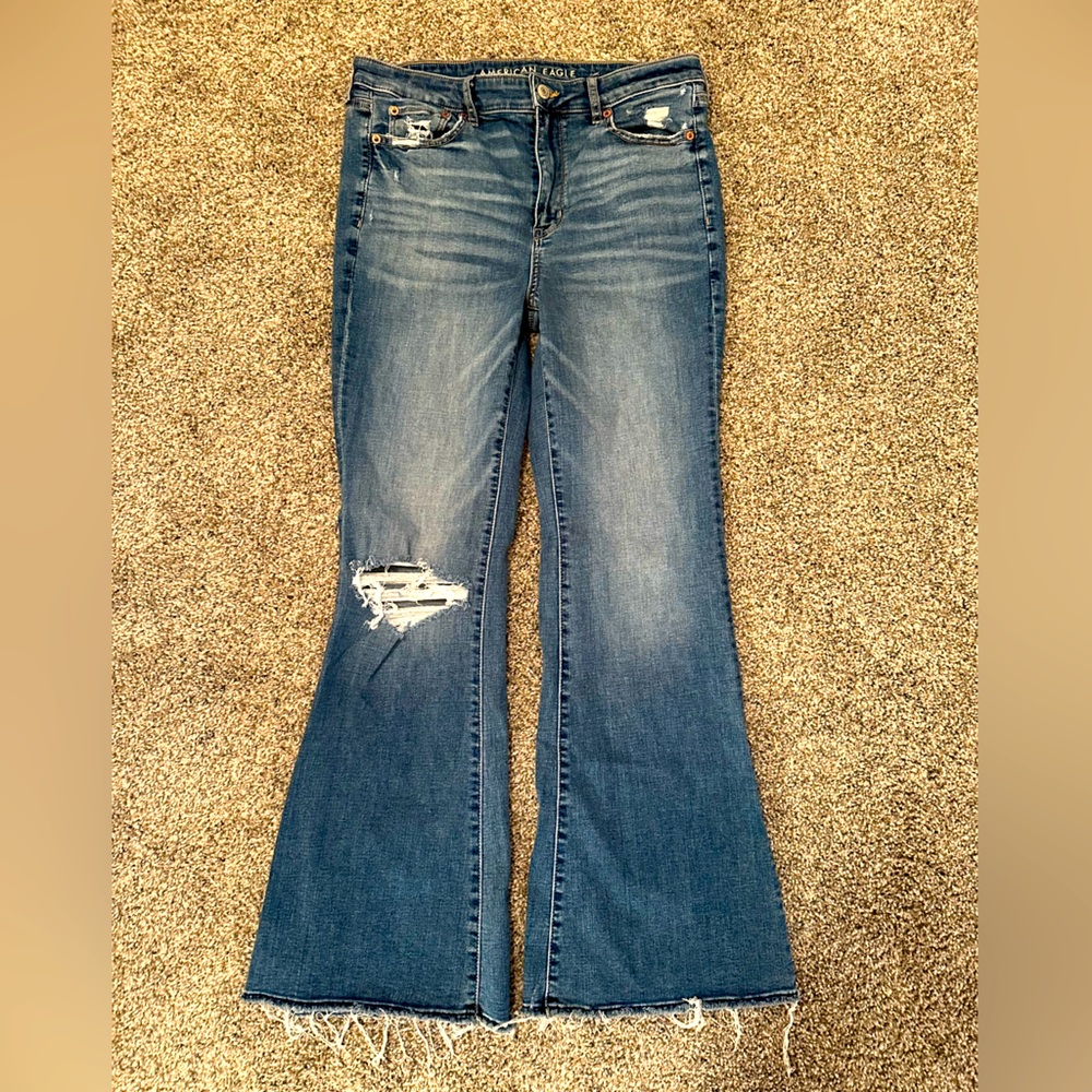 American Eagle super high rise flare jean
